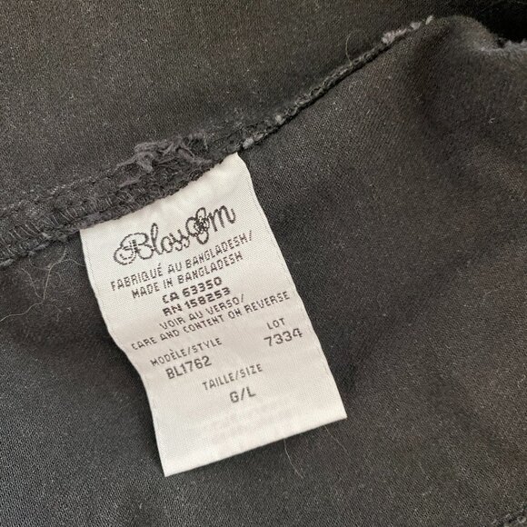 Distressed Vintage BLOSSOM Button Down Women Denim Jacket Black Classic Fit Sz L - Picture 6 of 6